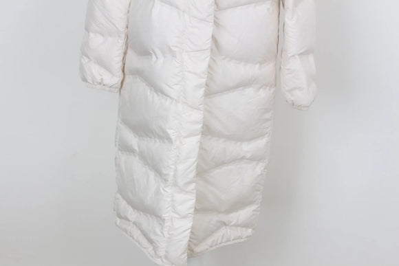 Vero Moda cream puffer jacket with orange fur details - M